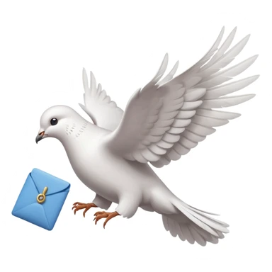 a dove flies with a letter in its paws sticker