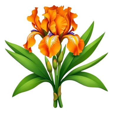 big bouquet Vibrant Orange Iris, luxuriant, leaf, bud sticker