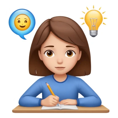 determined shy girl who is dreaming of 100% on her exam  brown hair sticker