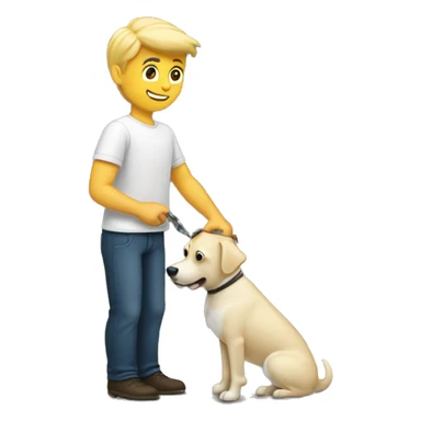 White, blonde guy picking up dog poop sticker
