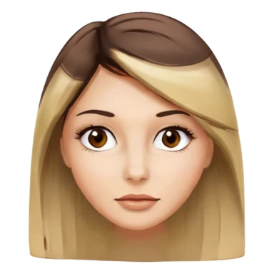 brunnete with straight hair and blonde highlists, long lashes, brown eyes sticker