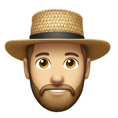 Amish brown straw hat and small beard without mustache white skin  sticker