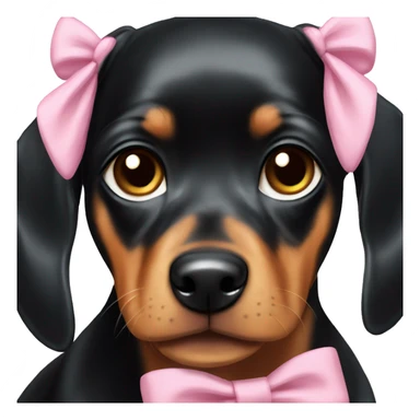 black tan pinscher big ears girly pink bow on head sticker