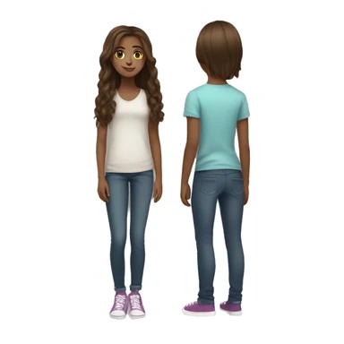 full length brown hair teenager with bron eyes cute sticker