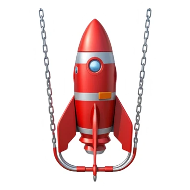 a swing seat with prominent rocket boosters on each side, positioned to launch the rider sticker