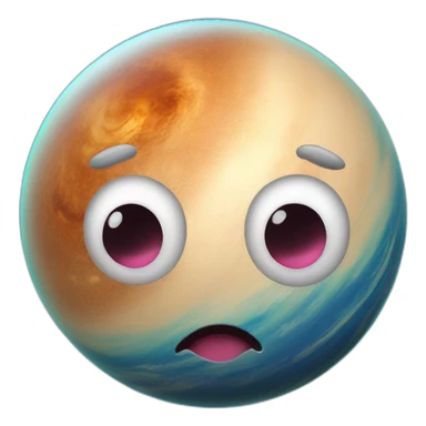 planet Venus with a cartoon nauseated face sticker