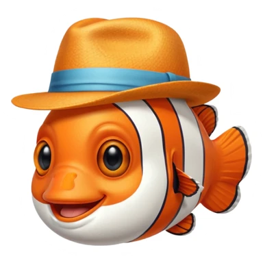 Clownfish with a fedora, smiling sticker