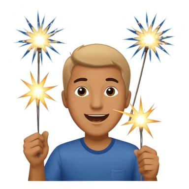 Man holding sparklers with caption six more days! sticker