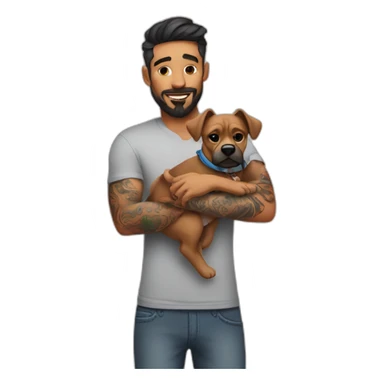 tattooed man adult with a baby dog in her hand sticker