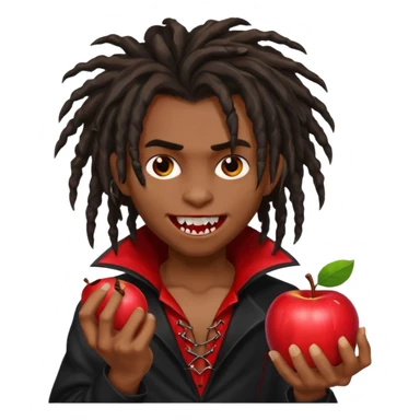 Brown skin Boy, vampire, messy dreadlocks, fangs, emo, Apple emoji sticker
