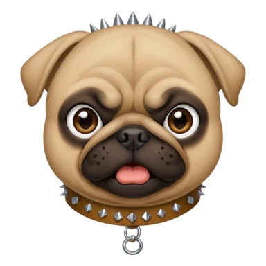 pug dog with spiked collar angry face emoji style iPhone sticker