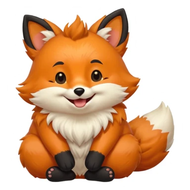 Floofy the Creampuff fox blackish away laughing, chubby. Black paws orange color sticker