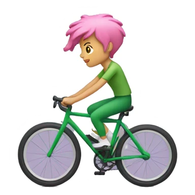 cyclist with pink hair riding a green bike sticker