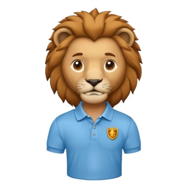 un leon con polito celeste caricatura sticker