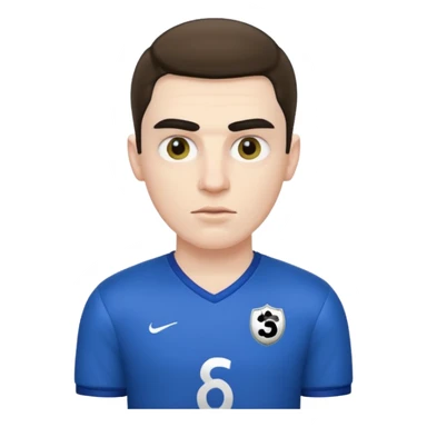 an evil man with an unibrow with a football shirt  sticker