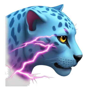 A blue panther head with pink lightning coming out of its eyes side view  sticker