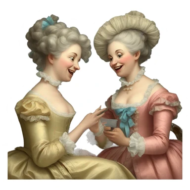 Painting of two rococo women chatting sticker