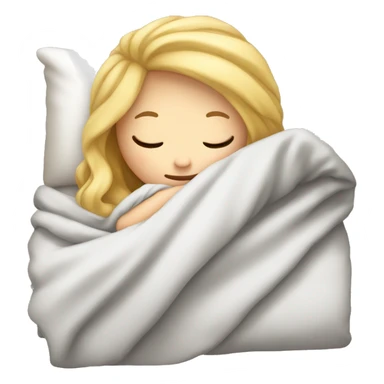 girl with blonde hair and light skin sleeping with blanket on sticker