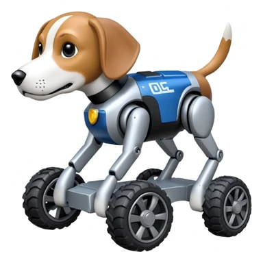 Very fast  jumping riot Boston Dynamics police robotic beagle Sherlock Holmes robodog with large off-road wheels for feet  sticker