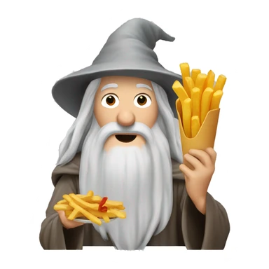 Gandalf eating fries sticker