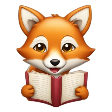 cute smiling fox with a book sticker