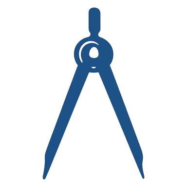 flat design minimalist navy blue compass tool inspired by the one Luca Pacioli is using in his portrait, simple and iconic sticker