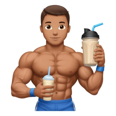 bodybuilder holding protein shake sticker
