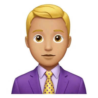 a purple suit with a yellow polka dot tie sticker