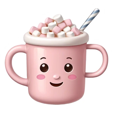 Light Pink mug of hot chocolate with marshmallows  sticker
