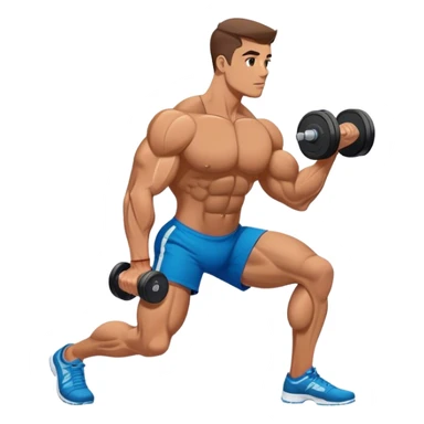 side-view bodybuilder dumbbell lunges sticker