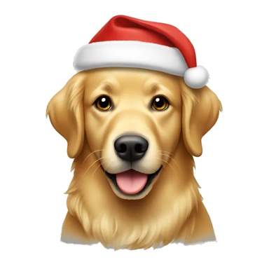 Golden retriever with Christmas hat sticker