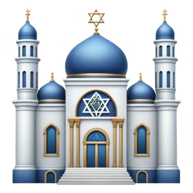 reform jewish synagogue similar in architecture to historical churches (pretty and magnificent), white in color, in ios emoji style sticker