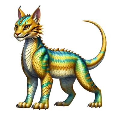 Shiny exotic iridescent Dragon-Tiger-type Lynx-Caracal-Crocodile-Bobcat-Fakémon-creature full body sticker