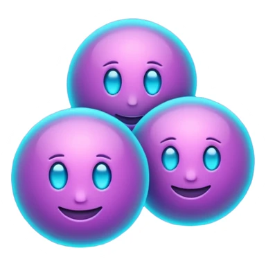 emoji icon of three glowing orbs connected by light beams forming unity, neon purple and cyan lights, dark futuristic background, 1:1

 sticker