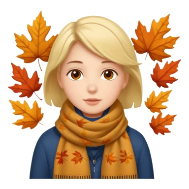 🧣🍂🍁 Wrapped in a scarf under falling leaves sticker