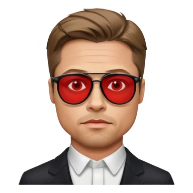Brad Pitt, wearing dark glasses with red lenses, very serious sticker
