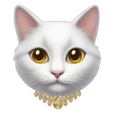 white Cat with big jewellery sticker