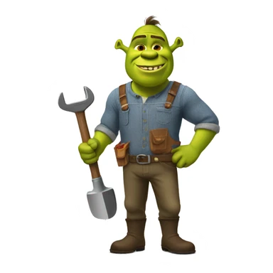 Shrek with working clothes and a wrench  sticker