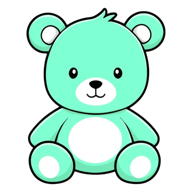 Mint green teddy bear, realistic  sticker