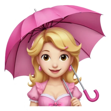 princess peach with a pink umbrella  sticker