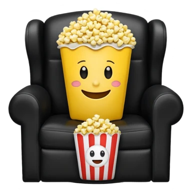 An emoji eating popcorn sitting on a recliner  sticker