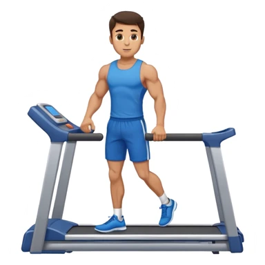 brunette male bodybuilder blue shorts treadmill sticker