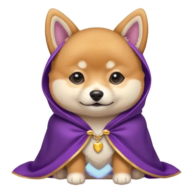 baby shiba dog, in magic purple cloak sticker