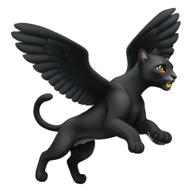 winged black puma flying sticker