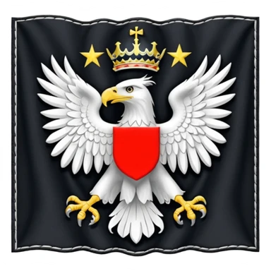 prussia flag with black at the top and bottom and white in the middle and with an eagle in the middle of the flag sticker