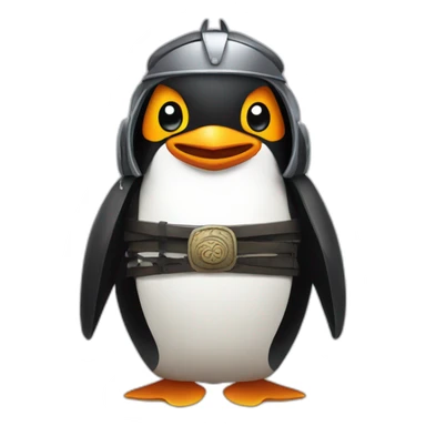 penguin with samurai helmet sticker