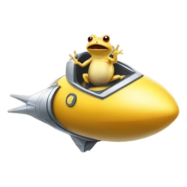 Yellow toad riding a space ship sticker