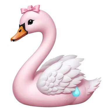 Pastel pink swan with light pink bow sticker