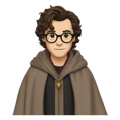 harry styles with a harry potter scar and glasses and wizards robes sticker