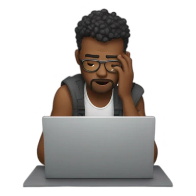 ux designer on a laptop having a breakdown sticker